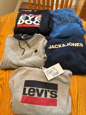 Levi's Men's Gray Crewneck Sweatshirt with Red Logo. TAKE ALL